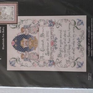 Counted Cross Stitch Bluebirds For Baby Janlynn 09-98 Vintage Factory Se…
